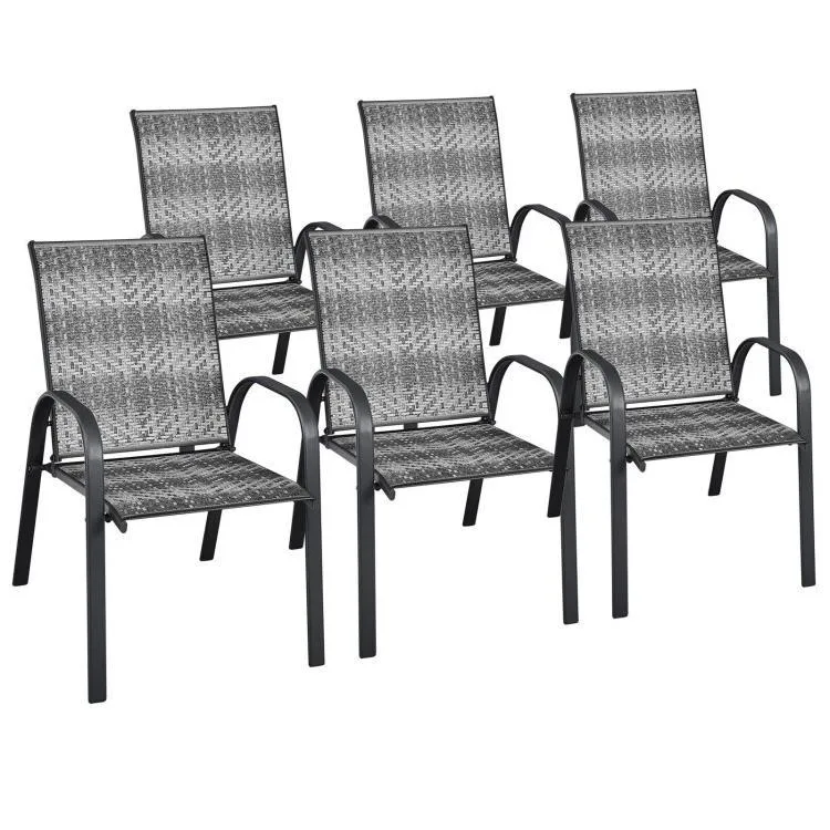 SlickBlue SlickBlue 6-Piece Grey PE Wicker Stackable Patio Chairs — product photo