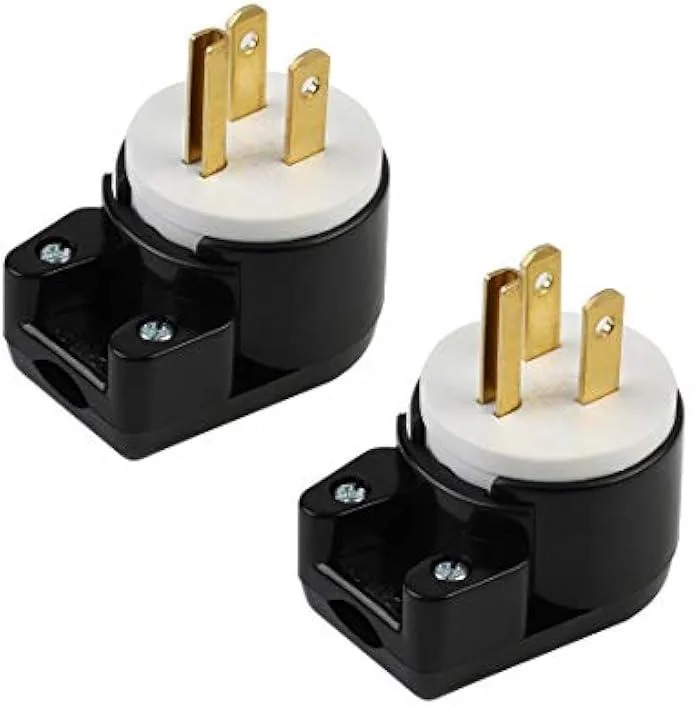 TAURKENAM TAURKENAM Right Angle NEMA 5-15P 15A 125V 12 Direction Power Adapter 2 Pack — product photo