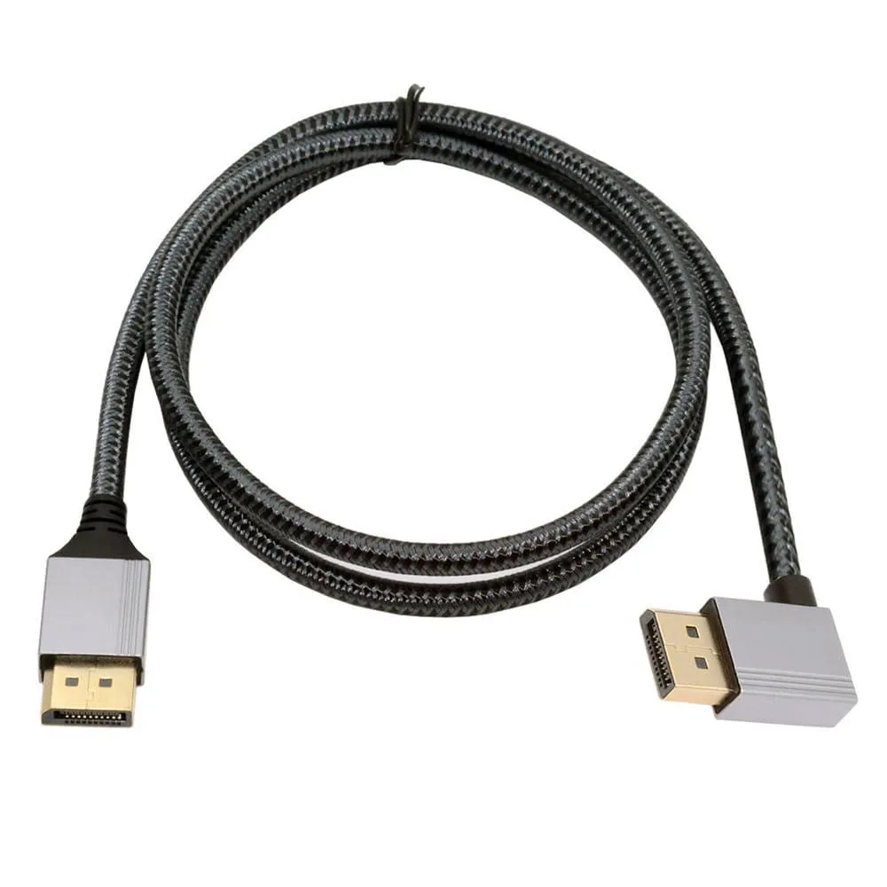 Fervit Fervit Left Angled DisplayPort to DP Cable 4K 60Hz Silver Sleeve 90 Degree 1M — product photo