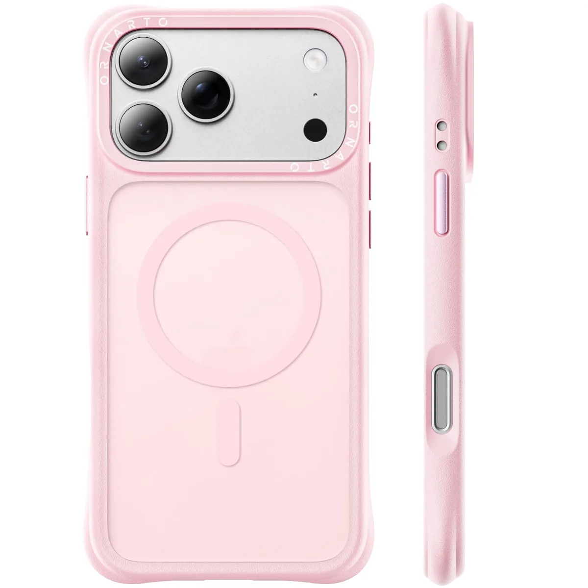  ORNARTO iPhone 17 Pro Case Magnetic Matte Translucent Chalk Pink — product photo