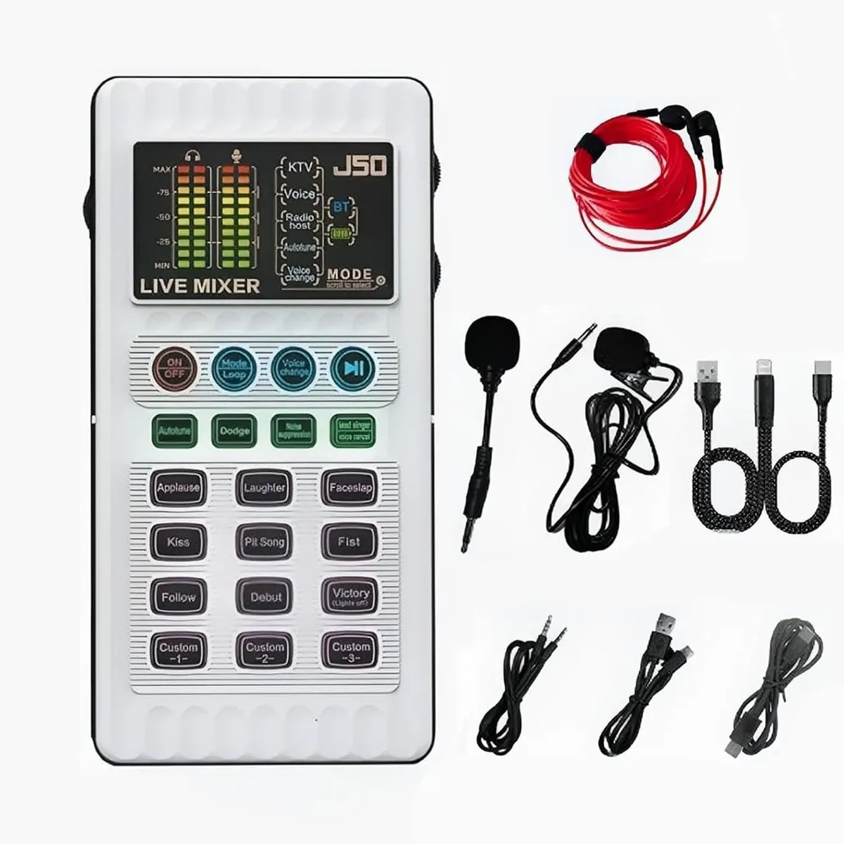 J50 Portable Live Sound Card with Noise Reduction, 5 Voice Changers & 12 Sound Effects — product photo