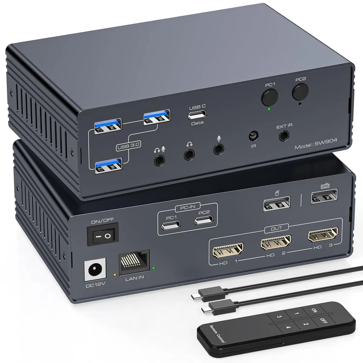 AUTYUE AUTYUE Thunderbolt 4 KVM Switch Docking Station 3 Monitors 2 Laptops — product photo