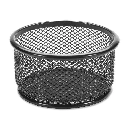 Lorell Lorell 84150 Paper Clip Holder 3.8"H 3.9"Dia Black Mesh office furniture — product photo