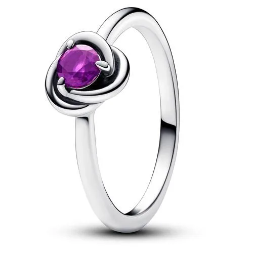 PANDORA PANDORA February Birthstone Eternity Circle Ring Silver Purple Crystal — product photo