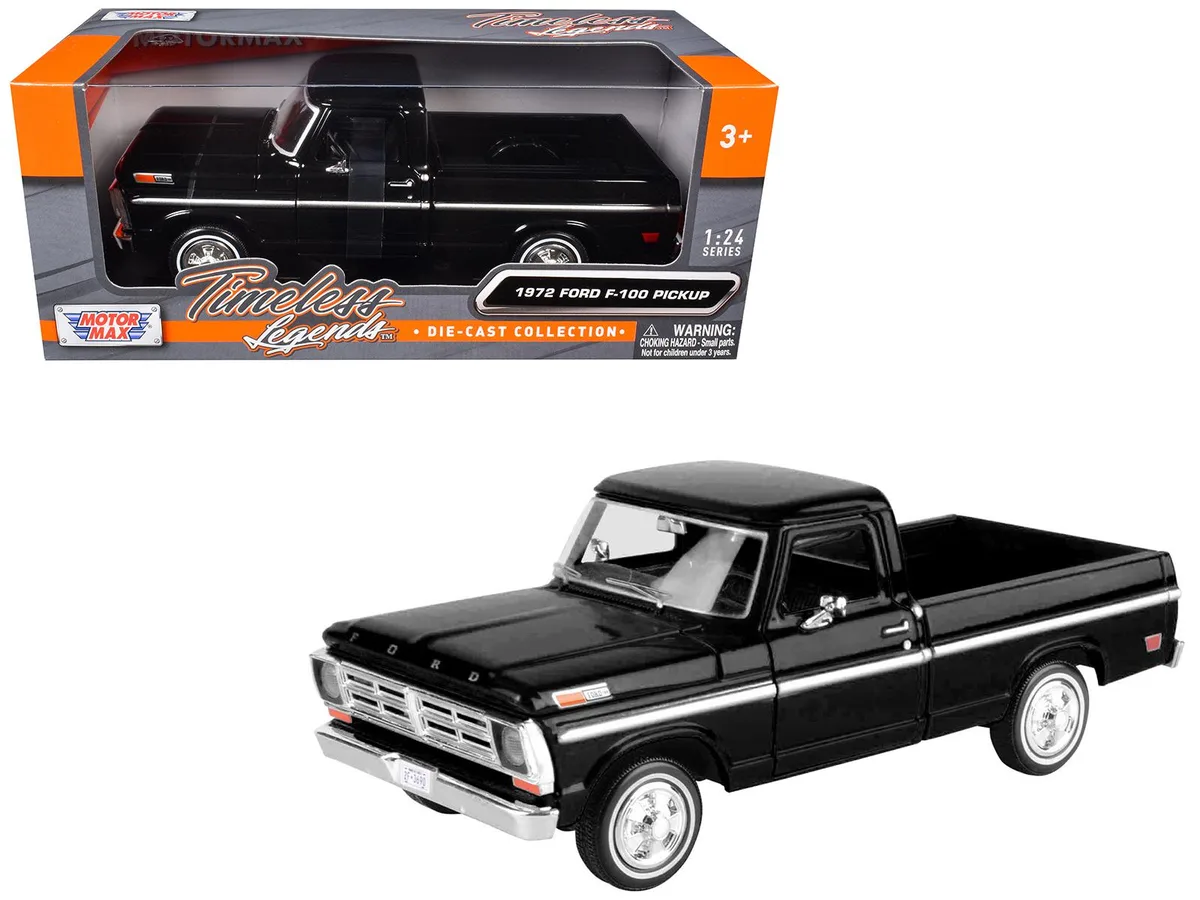 MOTORMAX MOTORMAX 1972 Ford F-100 Pickup Truck Black Timeless Legends 1/24 Diecast Hobby Collectible — product photo