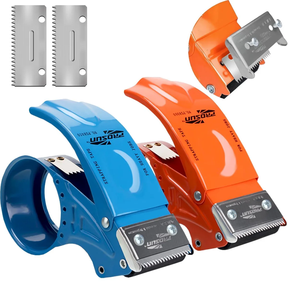  PROSUN TLD1-2OB 2 Pack 2" Metal Tape Dispensers Blue Orange — product photo