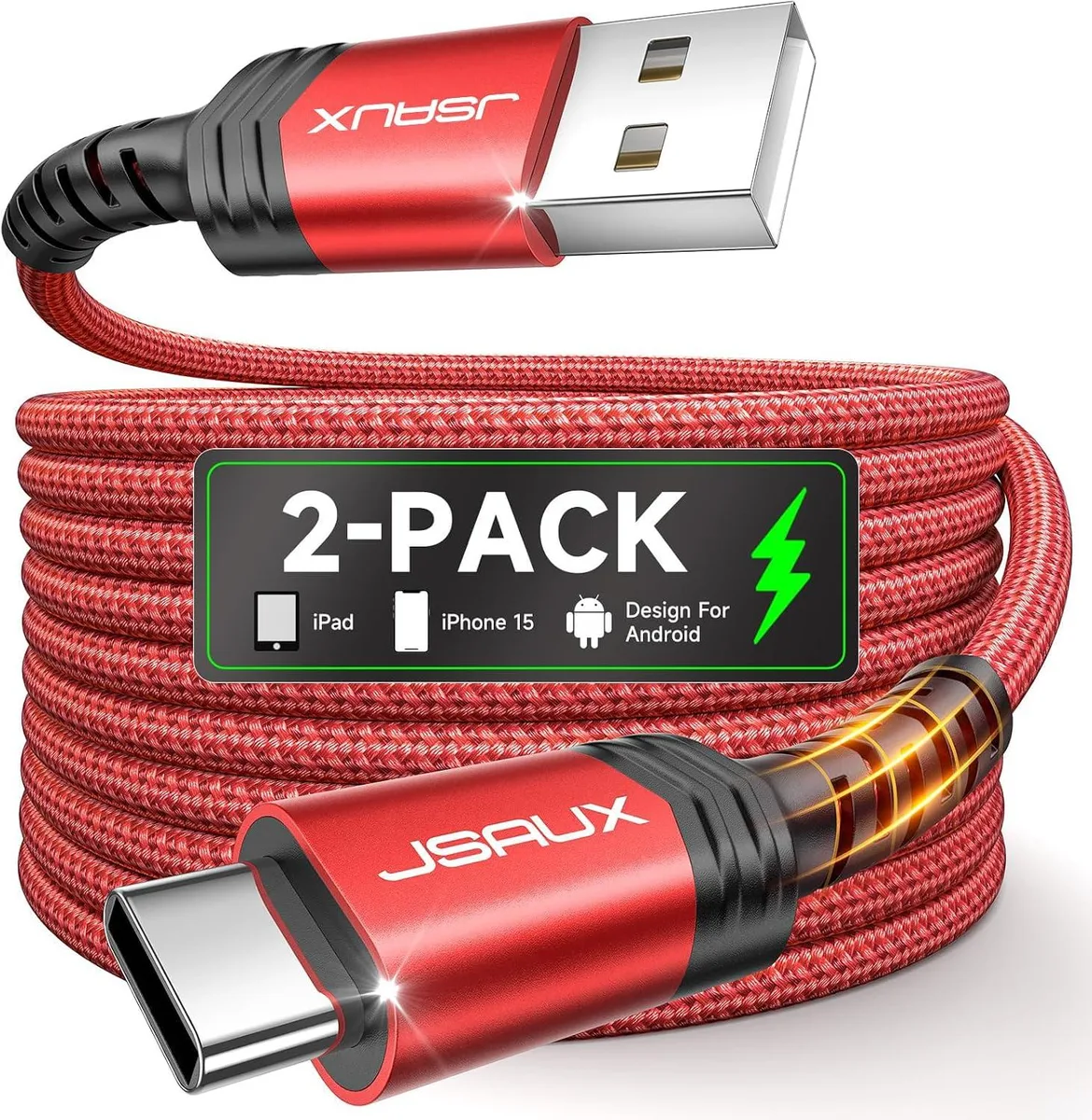 Kootion Kootion USB A to USB C Cable 2-Pack 6.6ft Red — product photo