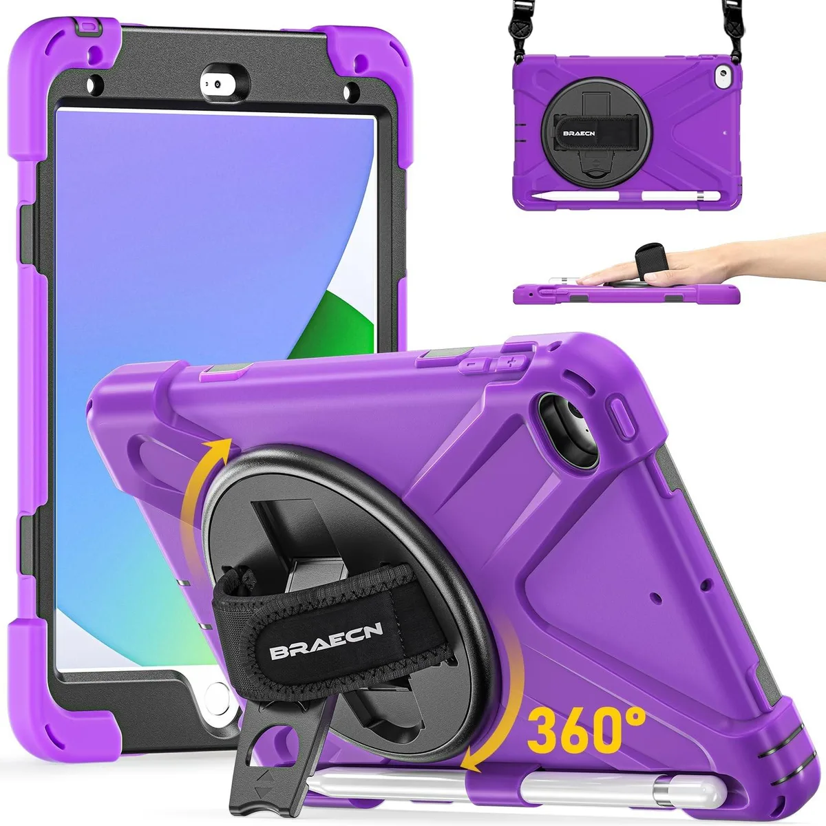 V2 Technologies V2 Technologies iPad mini 4/5 7.9" rugged case with pencil holder, hand strap, kickstand, shoulder strap — product photo