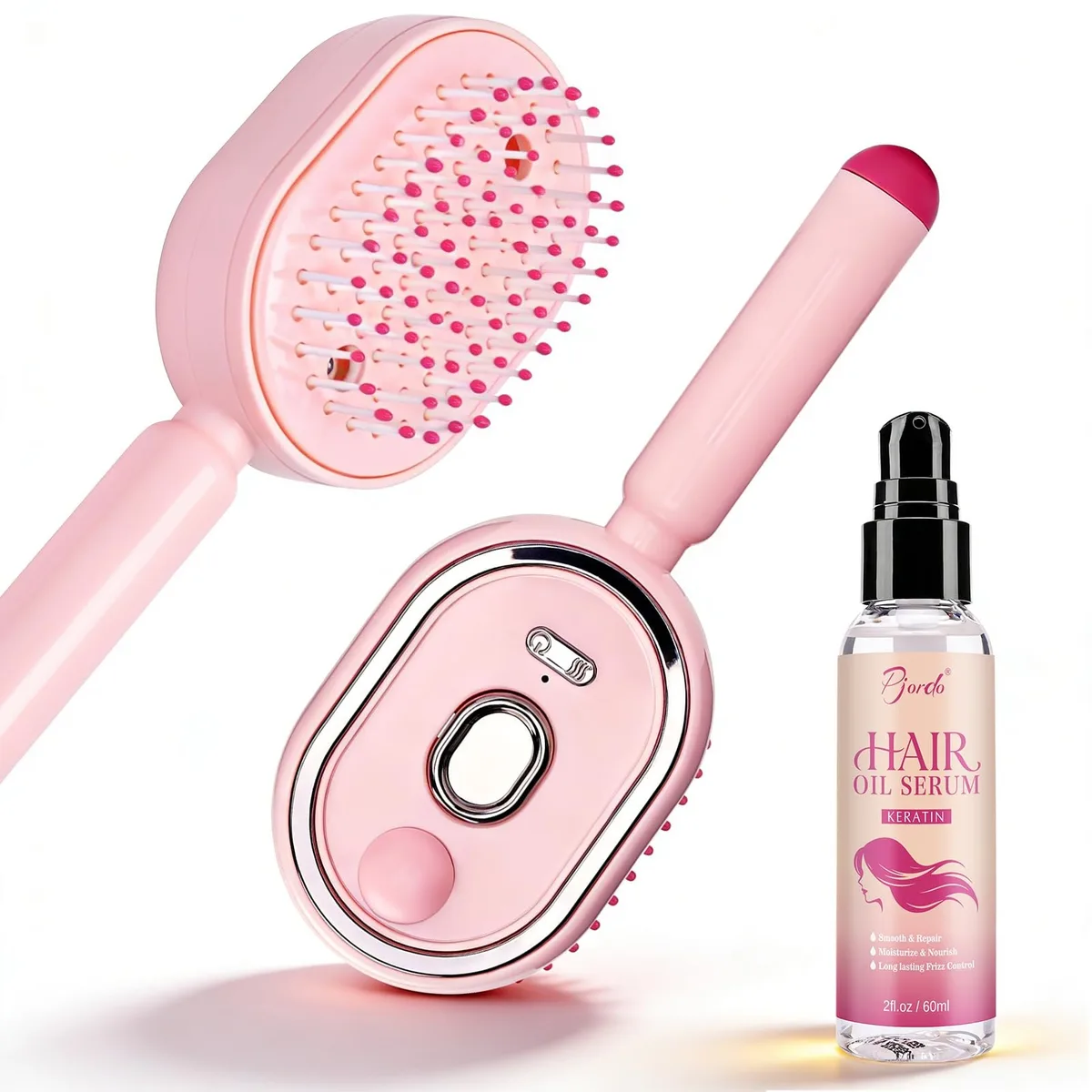 White retractable air cushion comb with electric spray function
