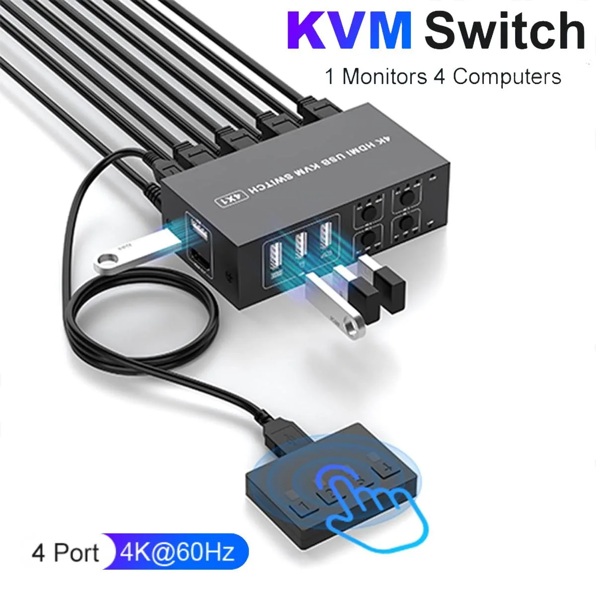 Hitoor Hitoor 4 Port HDMI USB KVM Switch 4K 60Hz 4 USB 2.0 Ports — product photo