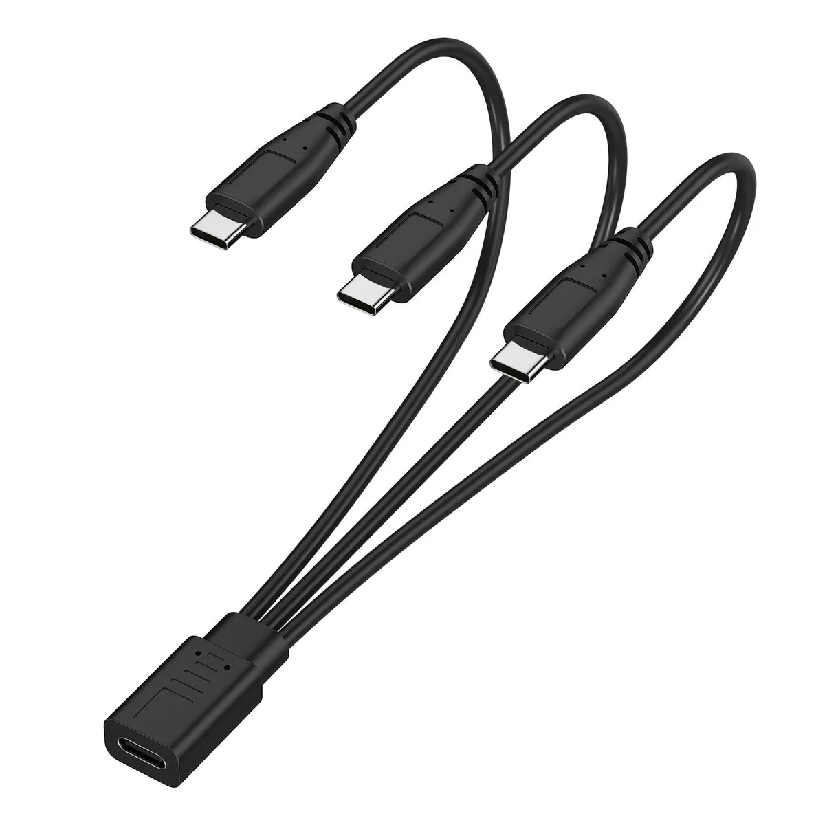  weishan 3-in-1 USB-C Splitter Cable 30cm Black — product photo