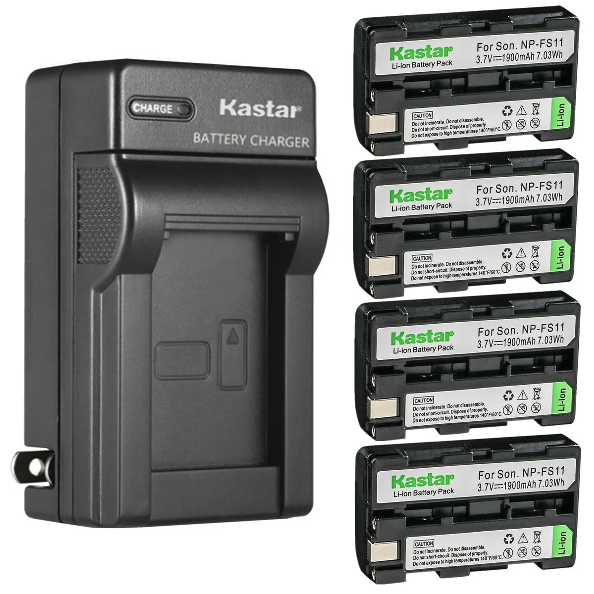 Kastar Kastar NP-FS11 4-Pack Battery &amp; AC Wall Charger for Sony DSC-F55 DSC-F55V DSC-P1 DSC-P20 DSC-P30 DSC-P50 — product photo