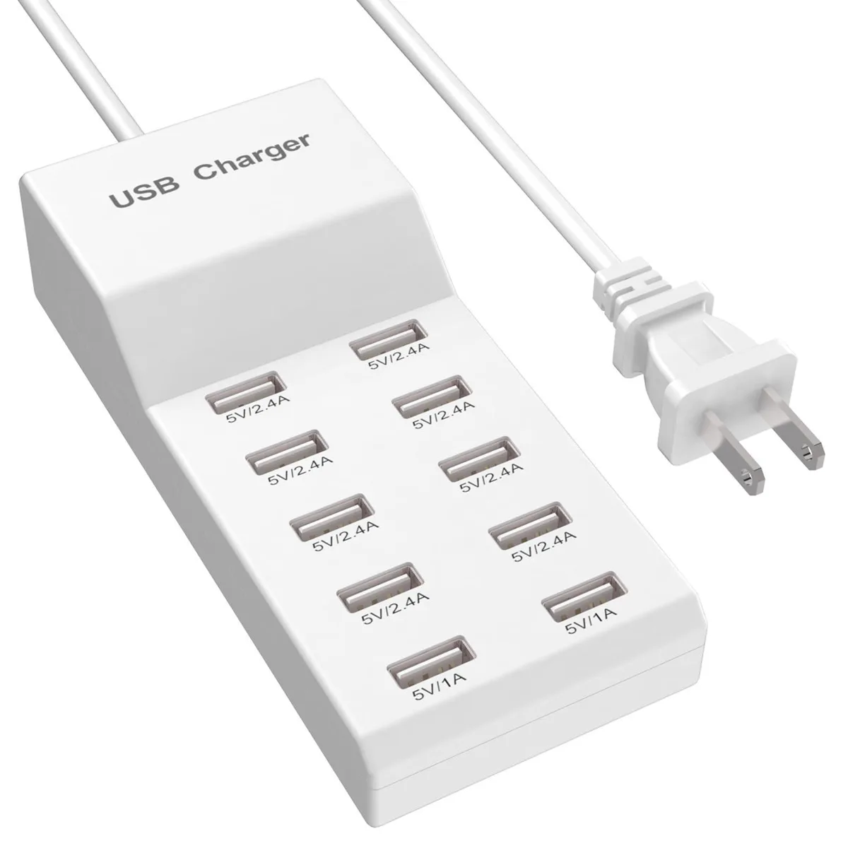 A18-3 10-Port USB Charger Milk 50W 2.4A — product photo