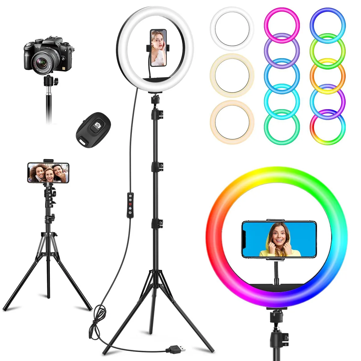  Neewer RL1020 10.3" Ring Light 96 RGB Modes 73" Tripod — product photo