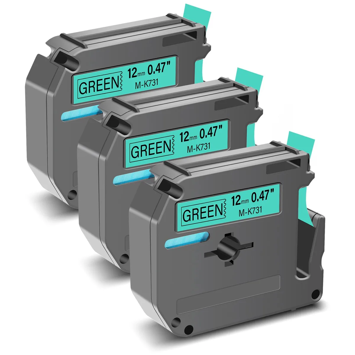 GREENCYCLE GREENCYCLE MK-731 label tape 12 mm 26.2 ft black on green 3 pack — product photo