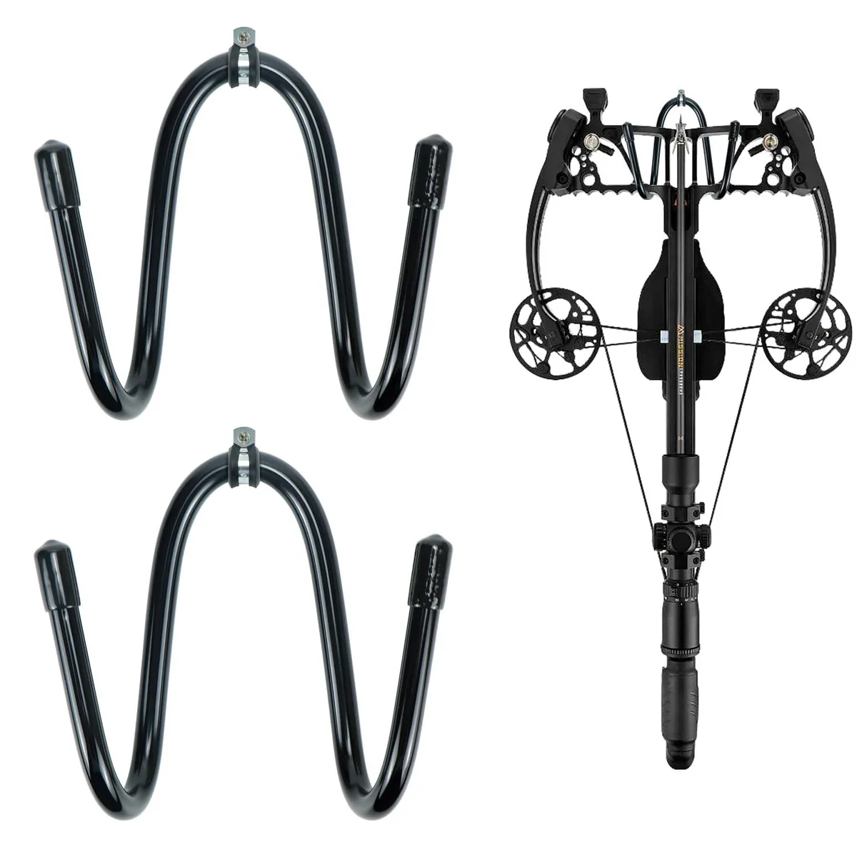 DNBeffulgent DNBeffulgent Pack of 2 Adjustable Bow Hanger Wall Mount Black Rubber Matte 11 lb — product photo