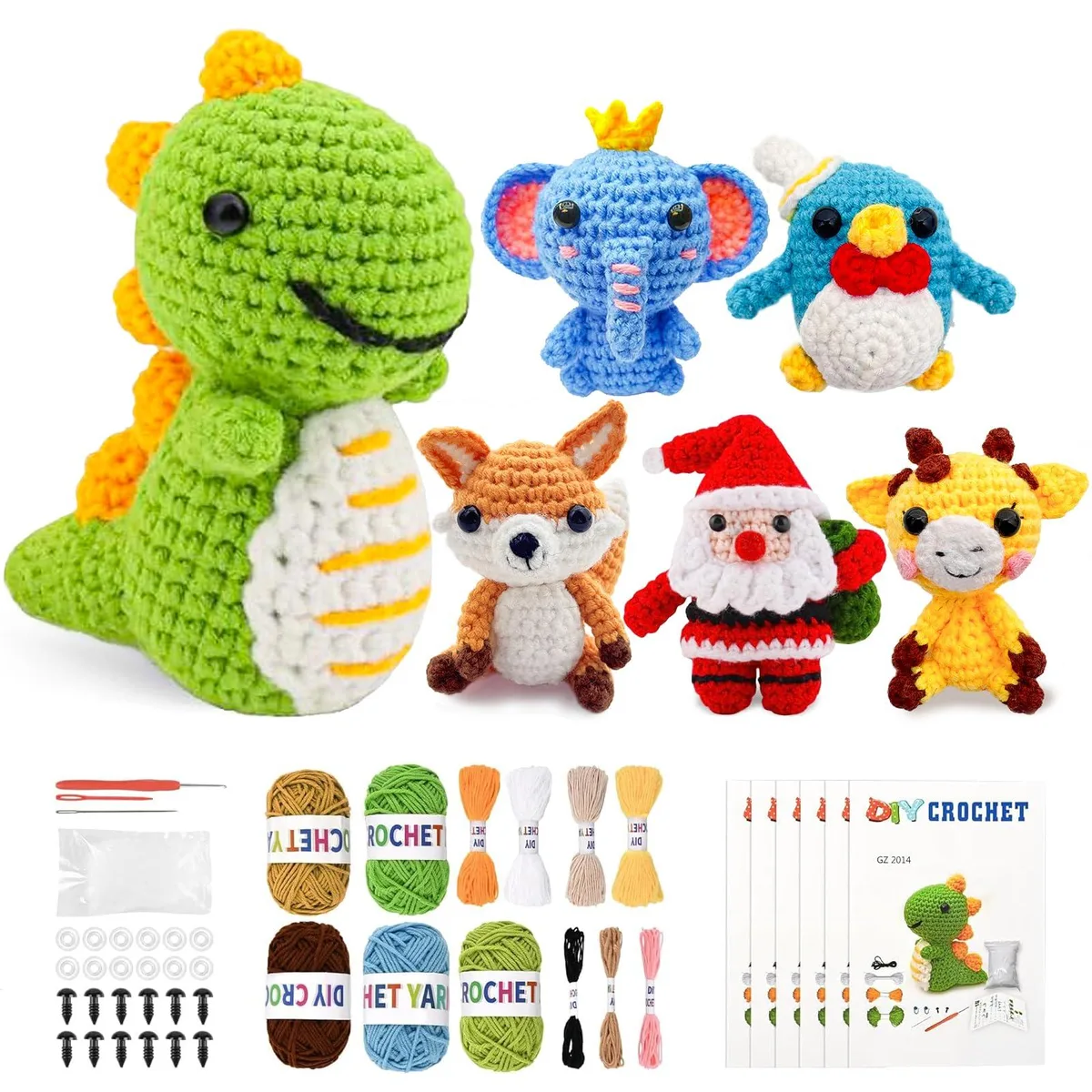 Singer TY001 6-piece crochet kit in gift box with yarn, 2.5 mm hook and accessories
