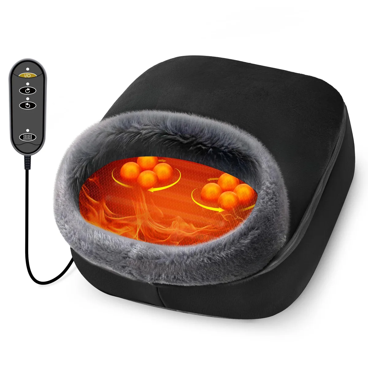 Pink rectangular foot massager with faux leather finish, compact cushion shape