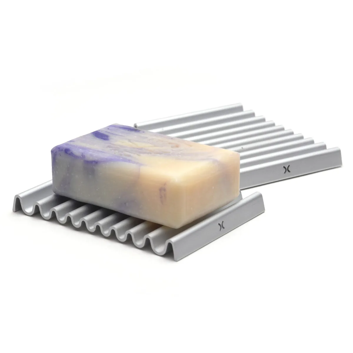  Aluminum Soap Dish Pack of 2 Anodized Metal Holder with Silicone Base — product photo