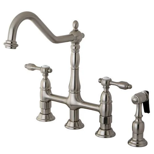KINGSTON BRASS Kingston Brass KS1278TALBS Tudor kitchen faucet with brass sprayer — product photo