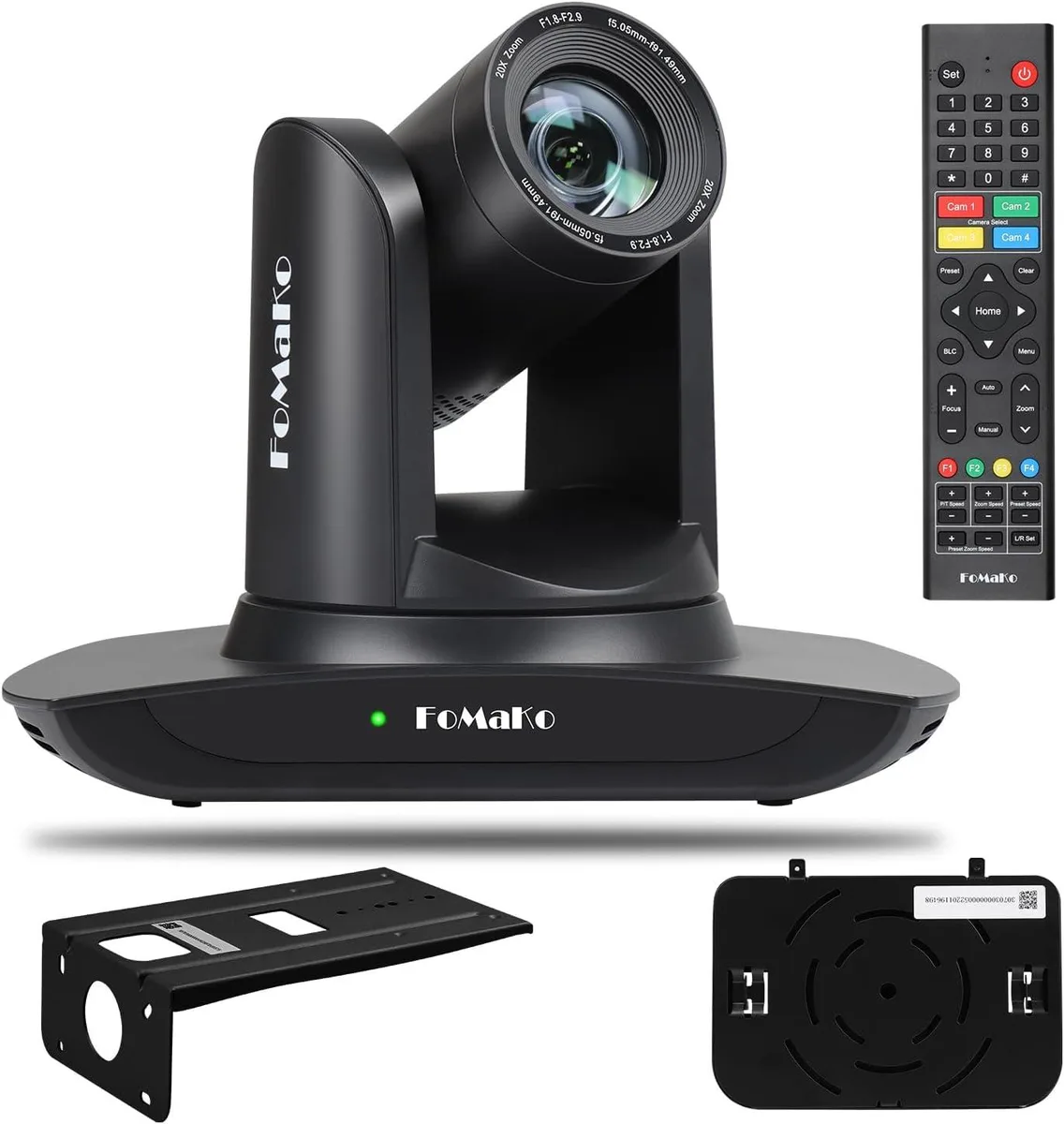 Black PTZ network camera with 20x optical zoom lens