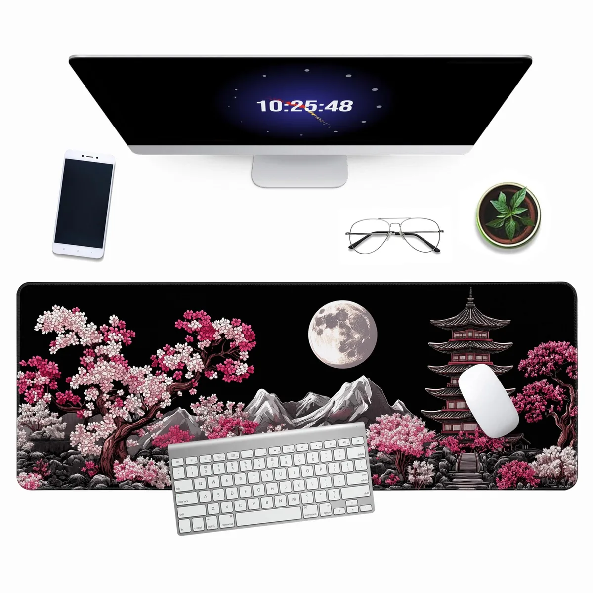  Halverion Mouse Pad Moonlit cherry blossoms 31.5x11.8 in — product photo