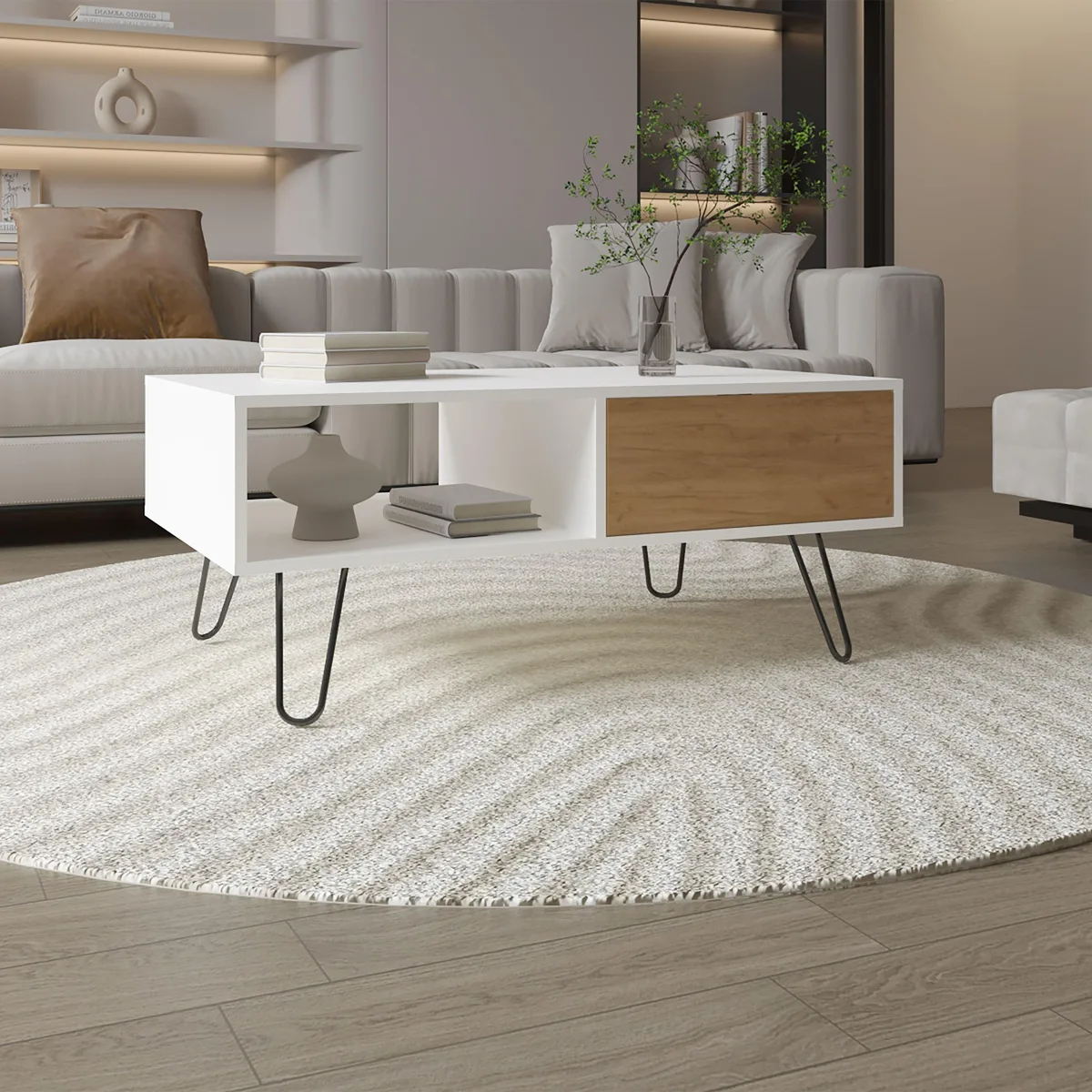 tuphen tuphen Tori 39" Coffee Table White Natural Oak — product photo