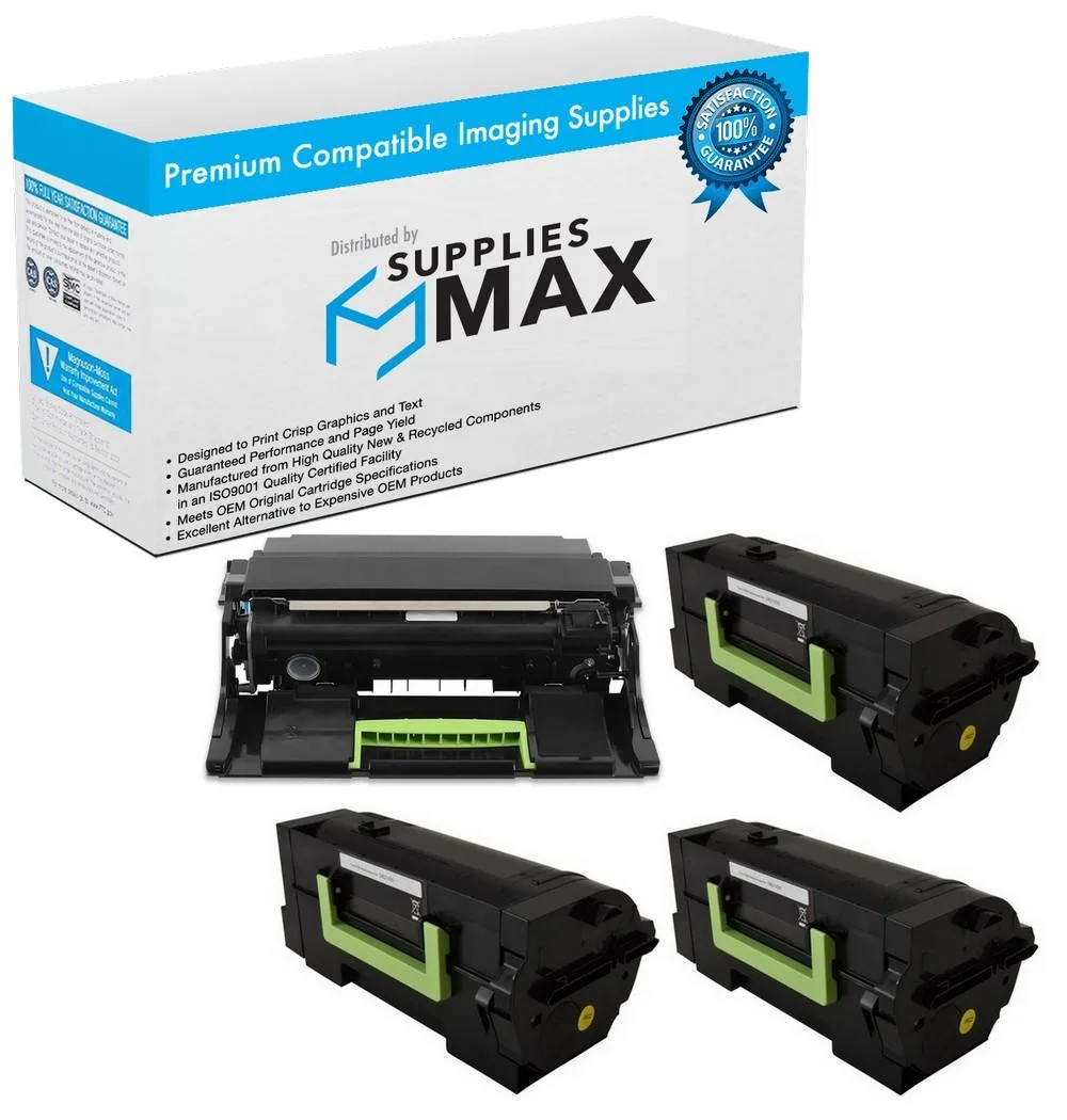 SuppliesMax SuppliesMax Lexmark MS-725/823/825 MX-722/725/822/826 Drum &amp; 3 Toner Combo Pack — product photo