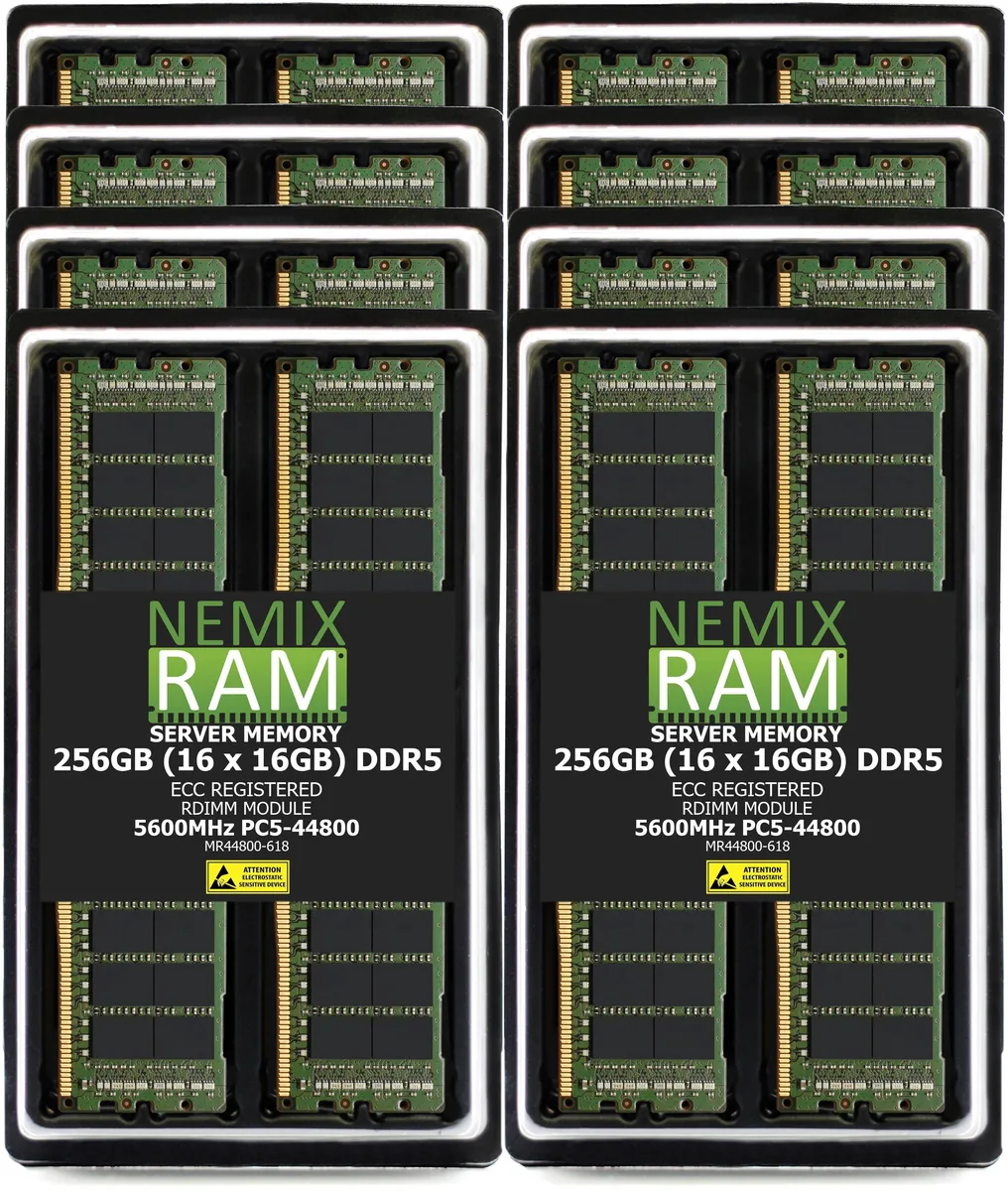 NEMIX RAM NEMIX RAM 256GB (16 x 16GB) DDR5 5600MHz ECC RDIMM 1Rx8 — product photo
