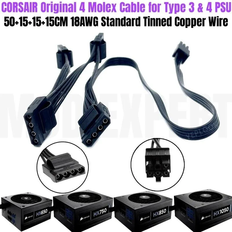 YEPLOOK YEPLOOK 6Pin to 4x Molex PATA 4Pin Cable for Corsair HX650 HX750 HX850 HX1050 — product photo
