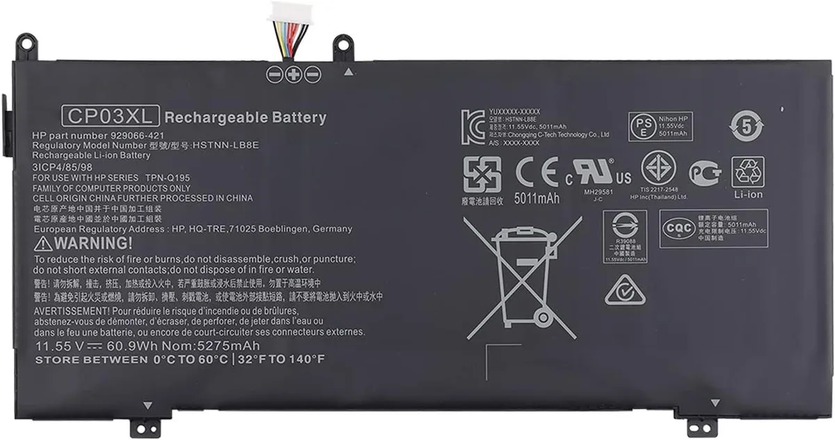 NShi NShi CP03XL laptop battery 5275mAh 11.55V 60.9Wh for HP Spectre x360 13-ae000 13-ae001ng 13-ae047ng — product photo
