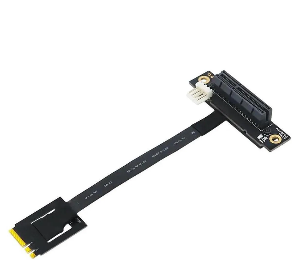 Vszerda Vszerda M.2 Key A-E to PCIe 4x Riser Cable 270° 4-pin FDD power — product photo