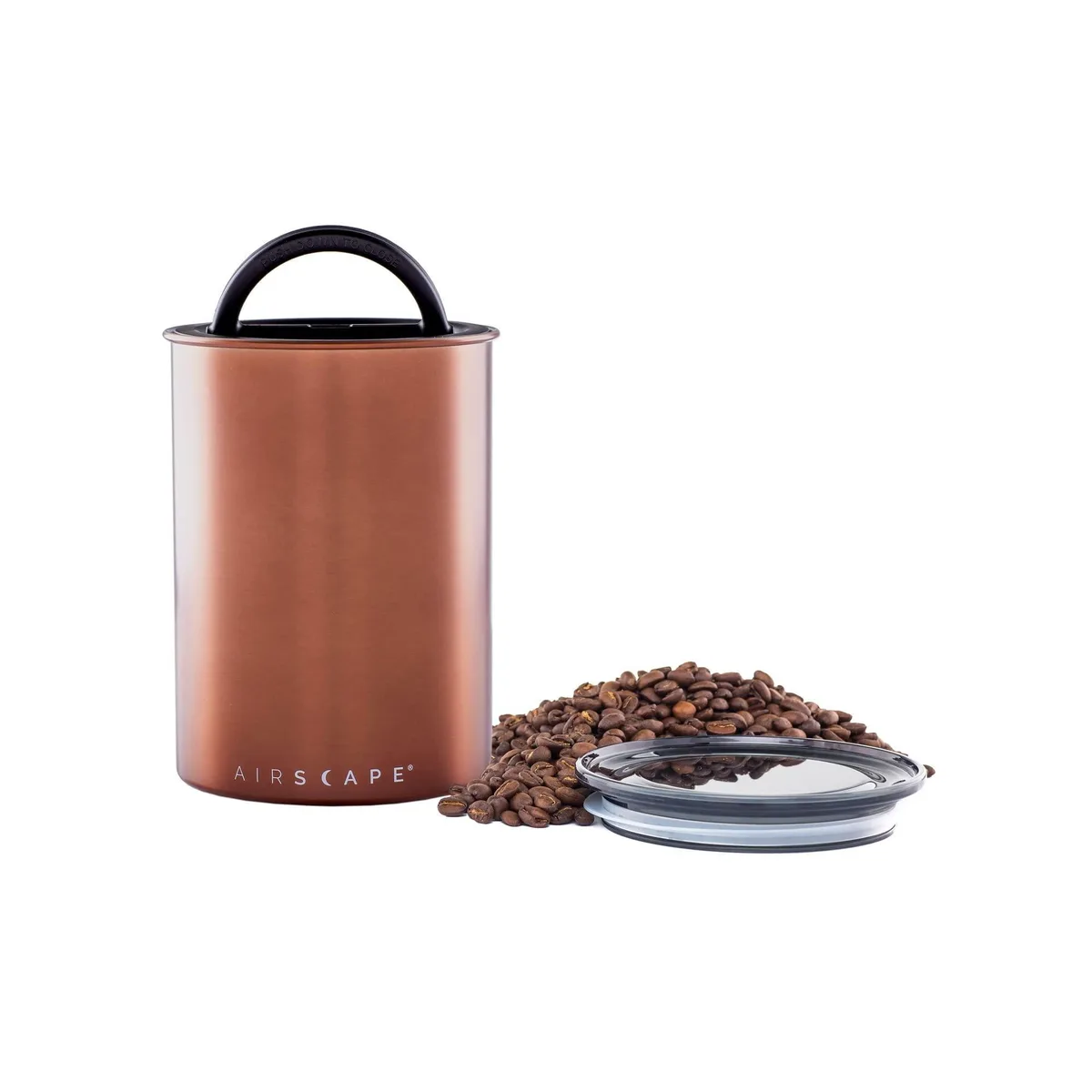 Brushed copper medium canister with plunger lid