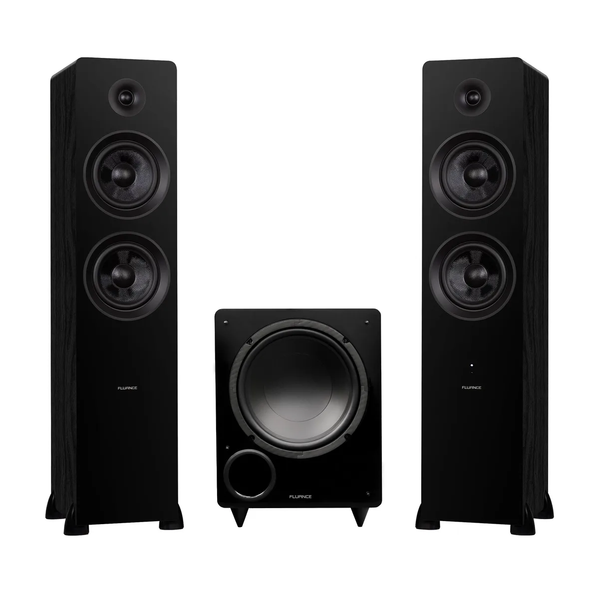 Fluance Fluance AI81DB10 Powered Tower Speakers &amp; DB10 10" Subwoofer System with 15ft RCA Cable (Black Ash) — product photo