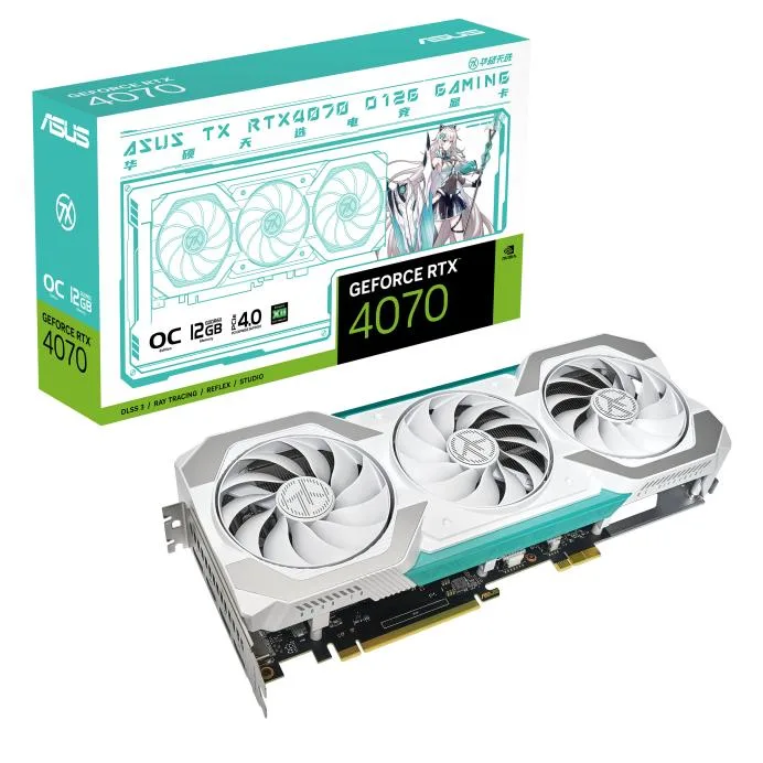 ASUS ASUS TX Gaming GeForce RTX 4070 BTF White 12G OC Edition graphics card — product photo