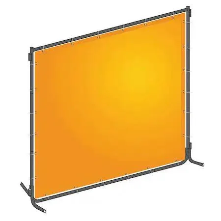 Yellow transparent PVC welding screen with grommets, 8 ft wide by 6 ft high