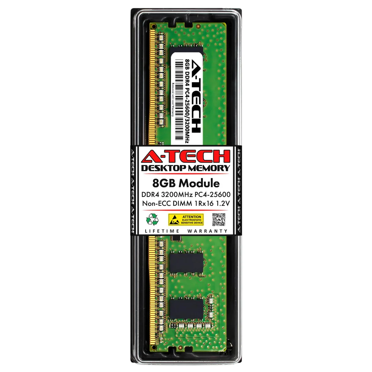 A-Tech A-Tech 8GB DDR4 3200MHz PC4-25600 1Rx16 Desktop RAM — product photo