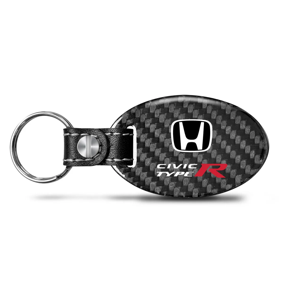 iPick Image, LLC iPick Image, LLC Honda Civic Type-R Carbon Fiber Key Chain Black Leather Strap — product photo