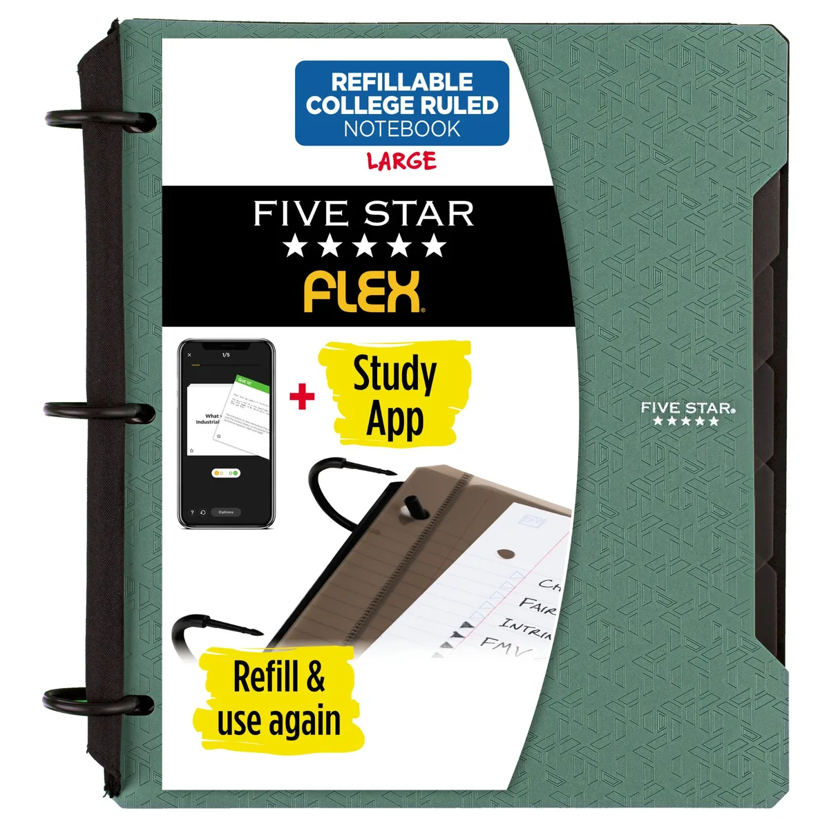 ACCO ACCO Five Star Flex 1" Hybrid NoteBinder Seaglass Green accessory — product photo