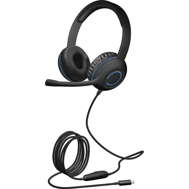 Cyber Acoustics USB-C headset with braided cable, leatherette pads, adjustable boom mic