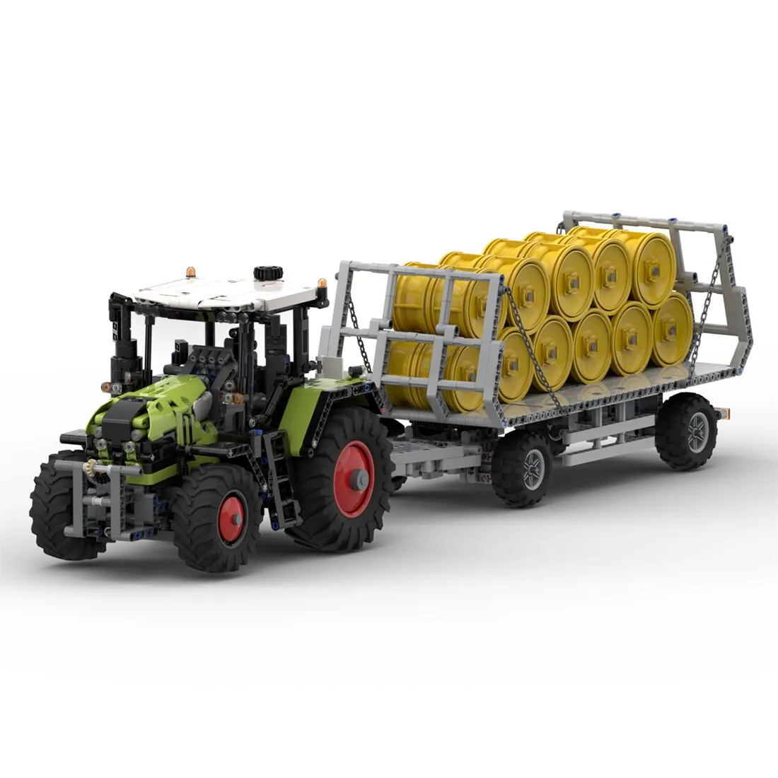 ZITIANYOUBUILD ZITIANYOUBUILD MOC-94474 &amp; MOC-31011 Extendable Tech Farm Tractor with Bale Trailer educational building set — product photo