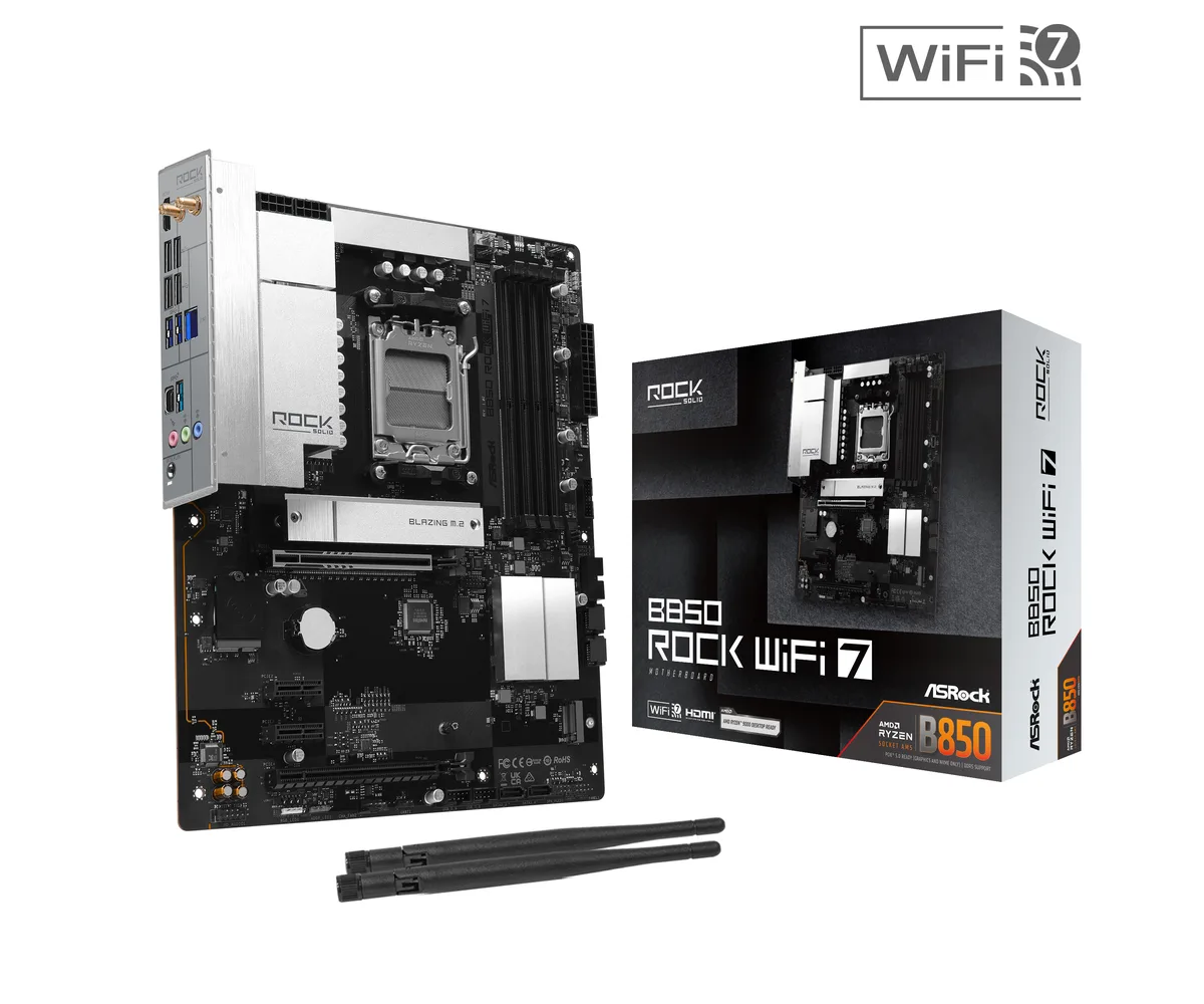 ASRock ASRock B850 Rock WiFi 7 AMD motherboard — product photo
