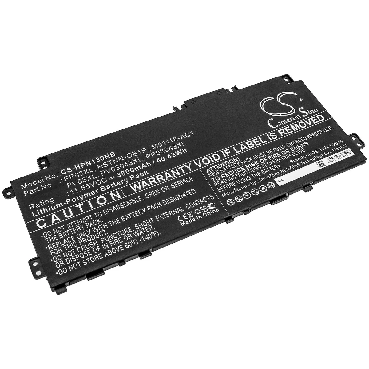 Cameron &amp; Co Cameron &amp; Co DS-CS-HPN130NB laptop battery 3.5 Ah 11.55 V 40.43 Wh black — product photo