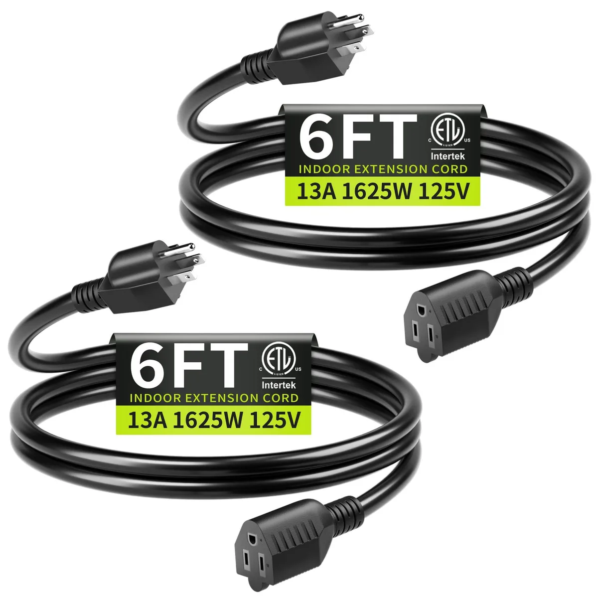  Seeklyze 16/3 Black Extension Cord 6 ft 2-pack — product photo