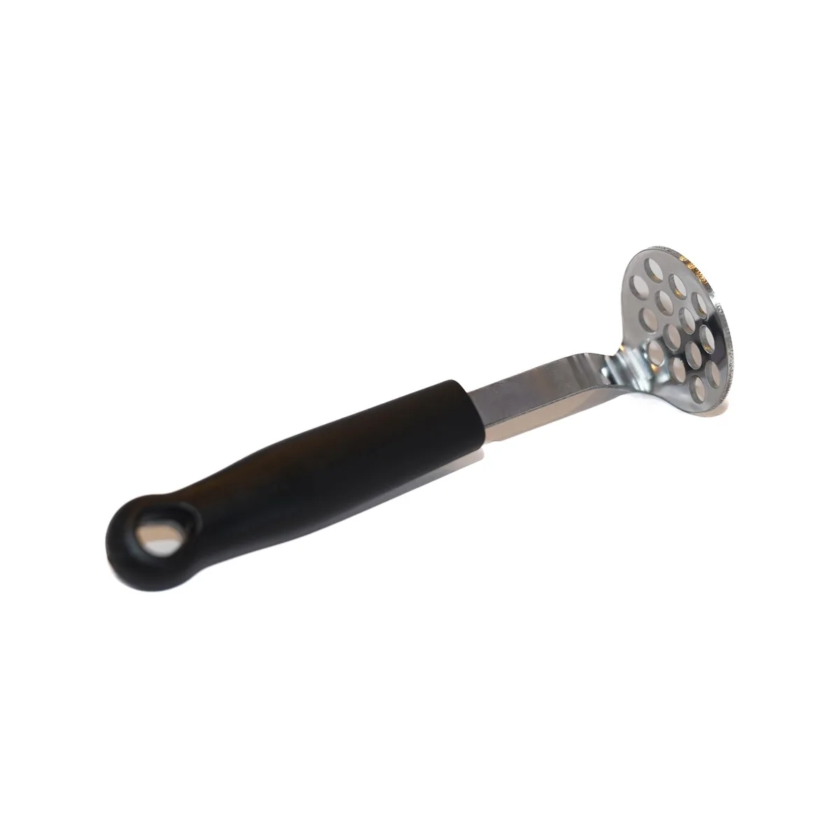 Fox Run 6156 stainless steel mini masher 6.5 inches long with perforated head and black handle