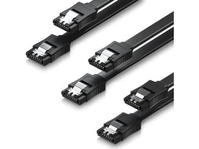 Manw Manw 3 Pack Black SATA III 6Gbps Data Cables 15.75 Inch Locking Latch — product photo