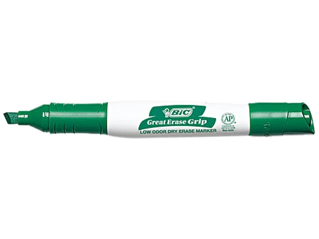 Box of twelve green dry-erase markers with chisel tips