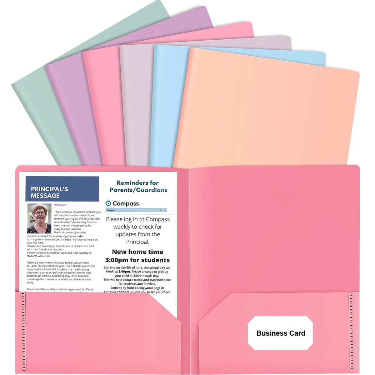  habgp H031 6 Pack Pastel File Folders with 2 Pockets, 50 Sheets, Letter Size — product photo