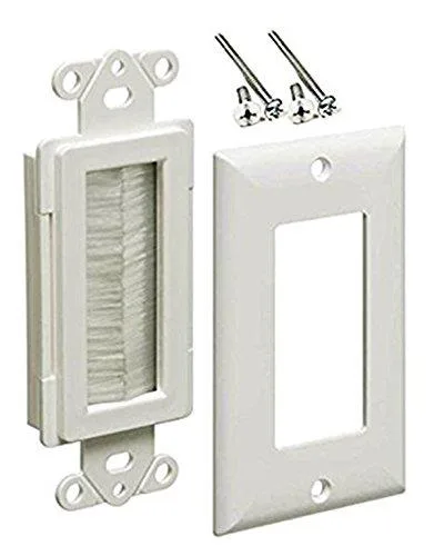 iMBAPrice iMBAPrice 1-Gang Brushed Wall Plate Cable Pass-Through White — product photo