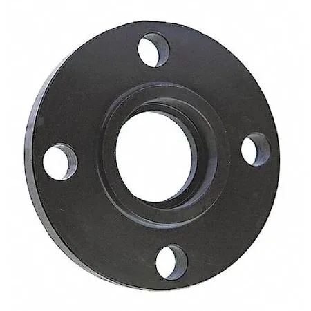 Black steel raised flange socket weld fitting with four bolt holes